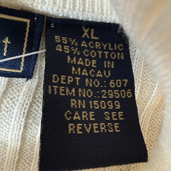 Laura Scott Ivory Ribbed Knit Mock Neck Sweater Women XL NWT Vintage - Picture 6 of 12